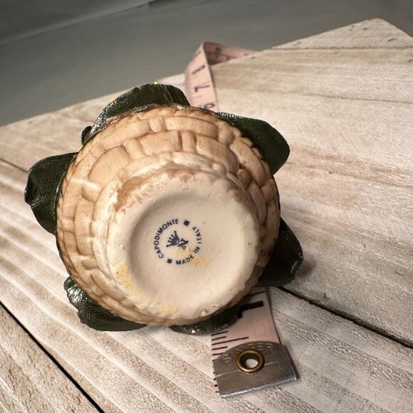 Capodimonte Italy Floral Basket Handcrafted Bow Miniature Figurine Yellow - Picture 10 of 15